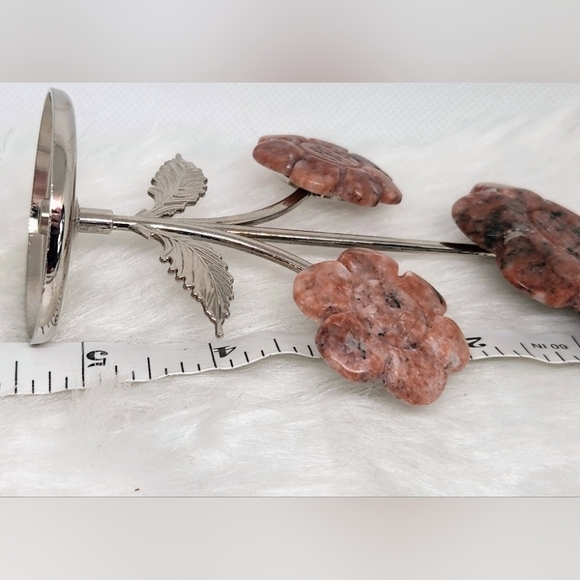 Sunstone Flowers on Metal Stand. Crystal Carving Decor - Picture 6 of 6